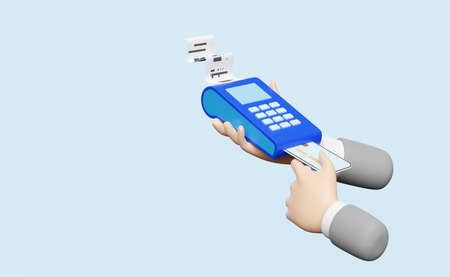 payment machine or pos terminal with businessman hand holding credit card,electronic bill...