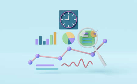 charts and graph with analysis business financial data,Online marketing,check,time clock isolated on...