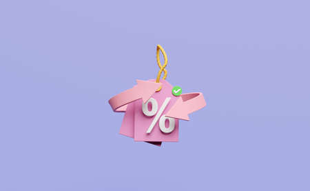 3d discount sales icon for shopping online with price tags coupon, transfer arrows isolated on blue background. marketing promotion bonuses, cashback money refund concept, 3d render illustrationの写真素材