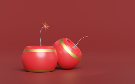 3d firework jar for festive chinese new year holiday. 3d render illustrationの写真素材