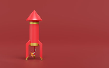 3d firework rocket for festive chinese new year holiday. 3d render illustrationの写真素材