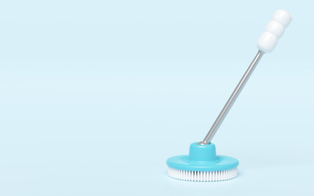 3d clean floor mop isolated on blue background. cleaning tool equipment, 3d illustration render