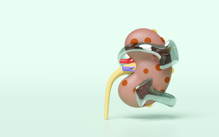 3d Chronic kidney disease or CKD with arrow isolated on green background. kidney disease prevention,...