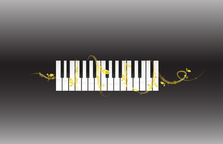 Silhouette of Piano and Melodyのイラスト素材