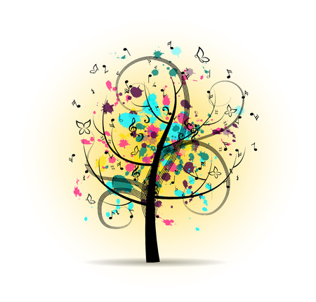 Abstract Colorful Musical Treeのイラスト素材