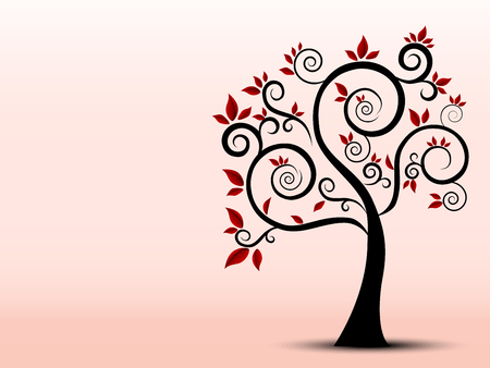 Silhouette of a tree filled with a sense of artのイラスト素材