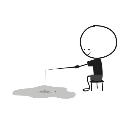 Doodlle little boy fishingのイラスト素材