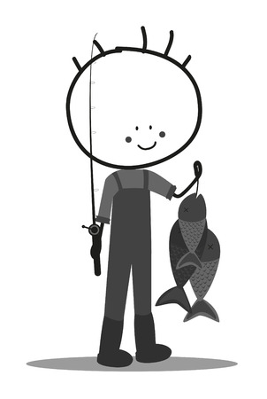 Doodle fishermanのイラスト素材