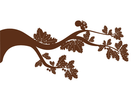 Brown silhouette squirrel on a tree branchのイラスト素材