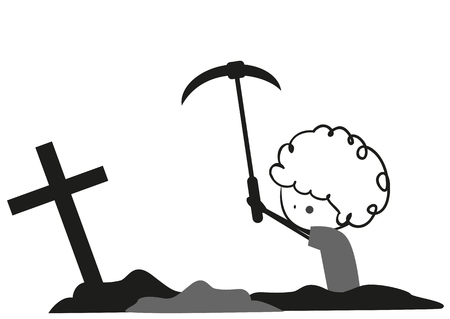Doodle digging gravesのイラスト素材
