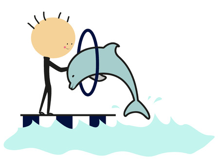 Doodle water circus dolphin - Full Colorのイラスト素材