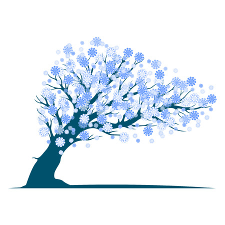 Decorative blue tree silhouetteのイラスト素材