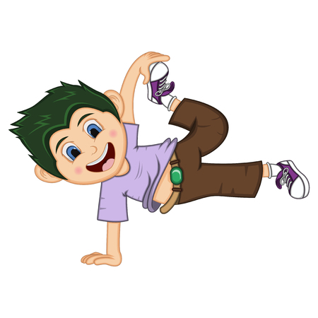 Dancing boy cartoon with floating pose.のイラスト素材