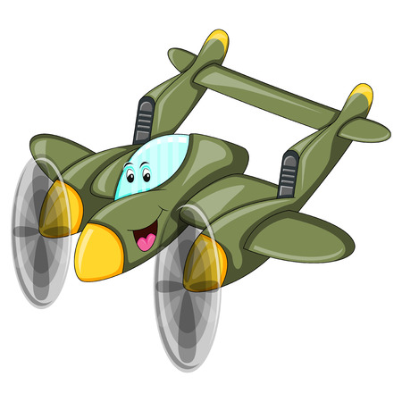 Funny Fighter jet - plane cartoon vector illustrationのイラスト素材