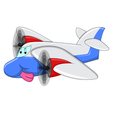 Funny Aeroplane cartoon vector illustrationのイラスト素材
