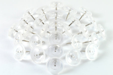 Arrangement of clear thumb tackの写真素材