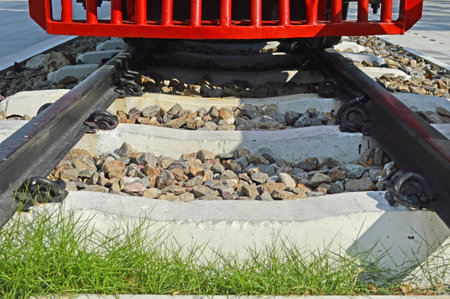 Railway track model at His Majesty the King Bhumibol 72nd Birthday Anniversary Park, Bangkok, Thailandの写真素材