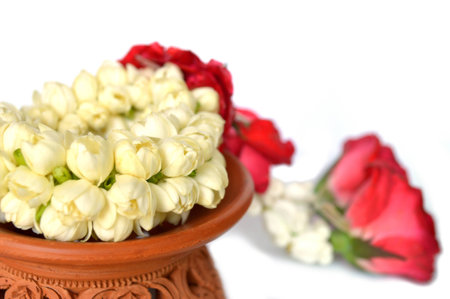 Thai style garland on white backgroundの写真素材