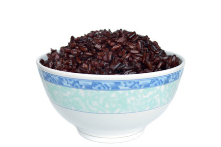 Thai rice berry in ceramic bowlの写真素材