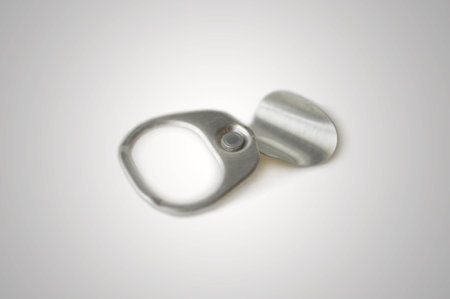 Metal ring pull can on white and gray backgroundの写真素材