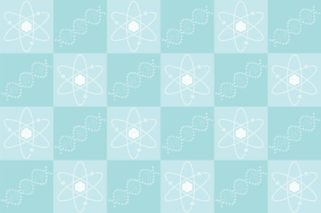 Atomic and DNA structure on blue backgroundの写真素材