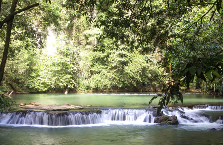 The small waterfall and rocks, Thailandの写真素材