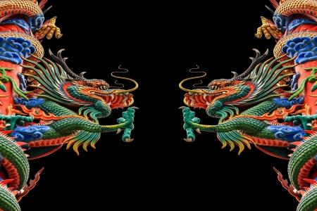 Dragon  statue on a black background の写真素材