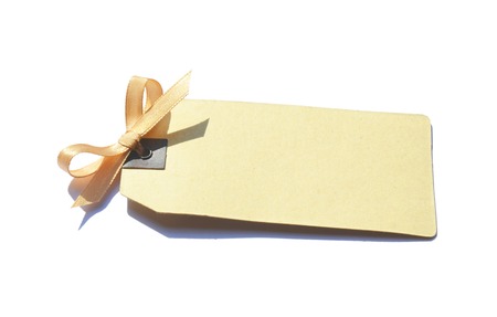 Blank label tied with string Price, gift, sale, address tagの写真素材