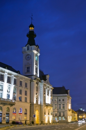 Warsaw by night - Old Town Hallの写真素材