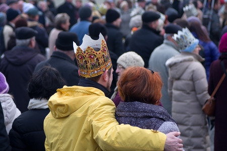 Wloclawek, Poland - January 6, 2014  Three Wise Men paradeのeditorial素材