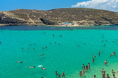 Malta, Blue Lagoon - the main attraction on the tiny island of Cominoの写真素材