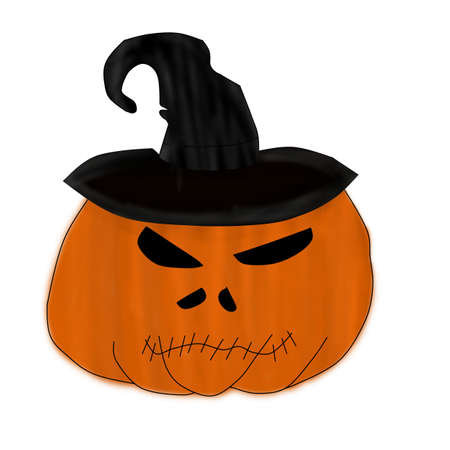 Modern vector illustration of Halloween pumpkin on white backgroundの写真素材