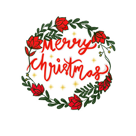 Merry Christmas as a greeting on white backgroundの写真素材