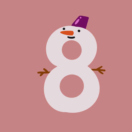 number 8 in the shape of a snowmanの写真素材