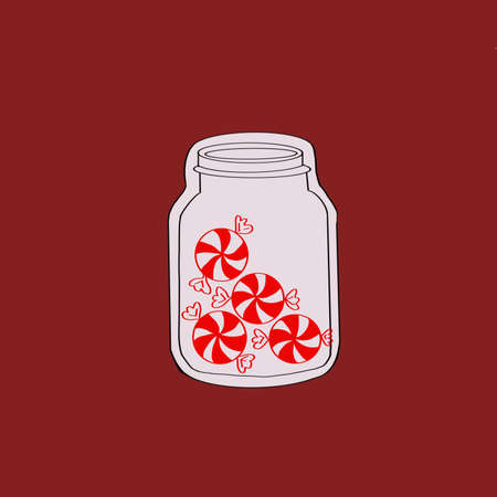 Jar of jam on Red backgroundの写真素材