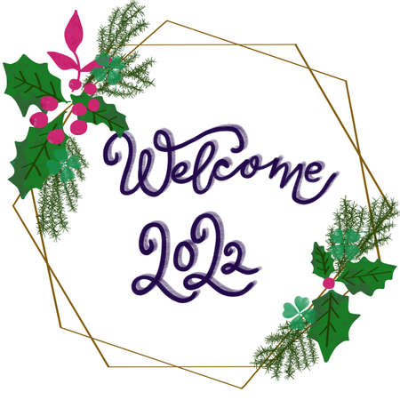 WELCOME 2022 greetings on white backgroundの写真素材