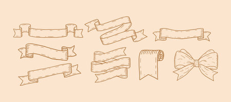 set of ribbon vintage retro style banner vector illustrationのイラスト素材