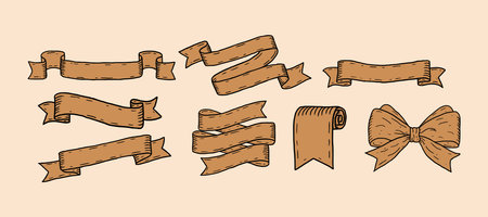 set of ribbon vintage retro style banner vector illustrationのイラスト素材