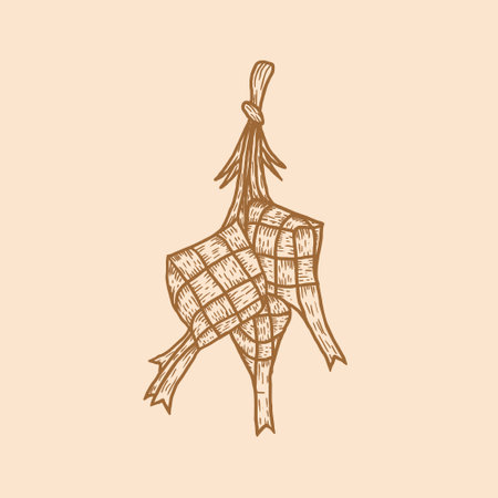 ketupat hand drawn vector ramadan elementのイラスト素材