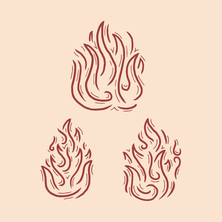 hand drawn flame vintage sketchのイラスト素材