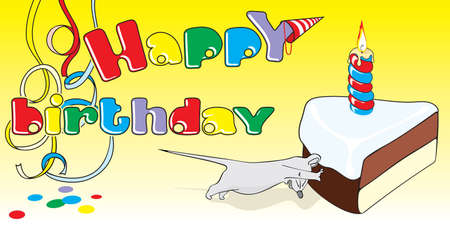 the mouse steals a celebratory cake.のイラスト素材