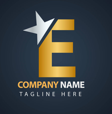 A gold letter E Logo design alphabet collectionのイラスト素材