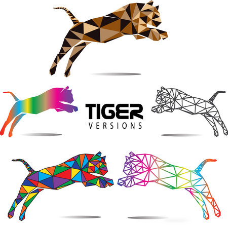 Vector Polygonal Tiger or Animal Low Poly Logo Icon Symbol Triangle Geometric Tiger Polygonのイラスト素材