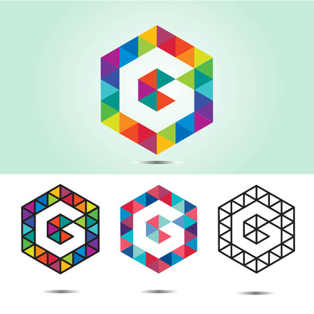 Letter G Vector Origami Logo icon. Colorful Abstract Design template element logo icon.のイラスト素材
