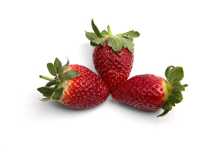 three strawberrie isolateの写真素材