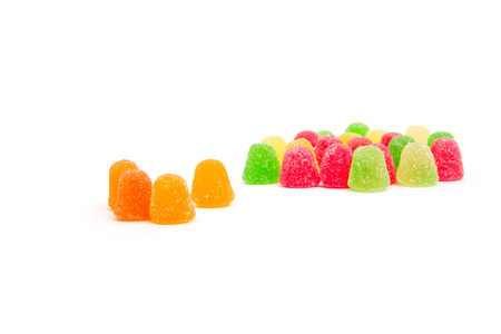 large group of colorful figures of marmalade facing oneの写真素材