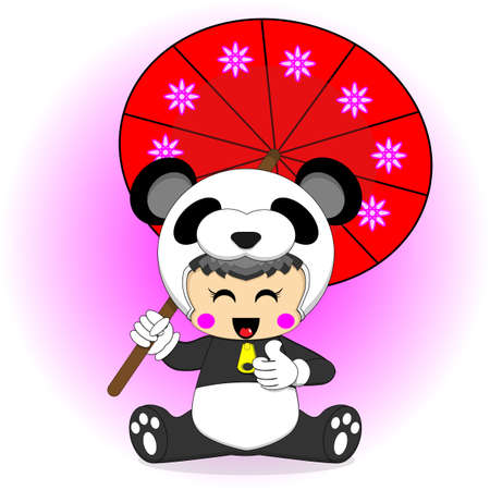 Illustration vector graphic of cute and funny panda cartoon character.のイラスト素材