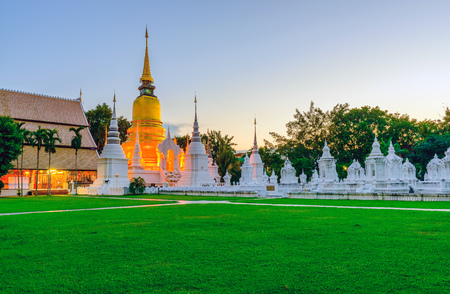 Wat Suan Dok Golden pagoda (monastery) in Chiang Maiの写真素材