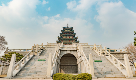 Gyeongbokgung palace, famous destination ancient traditional korean style palaceのeditorial素材