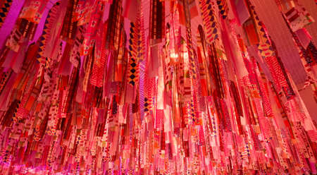 A colorful festive background with unique vivid clothing banner for "Songkran's festival" (Thai New Year)の写真素材